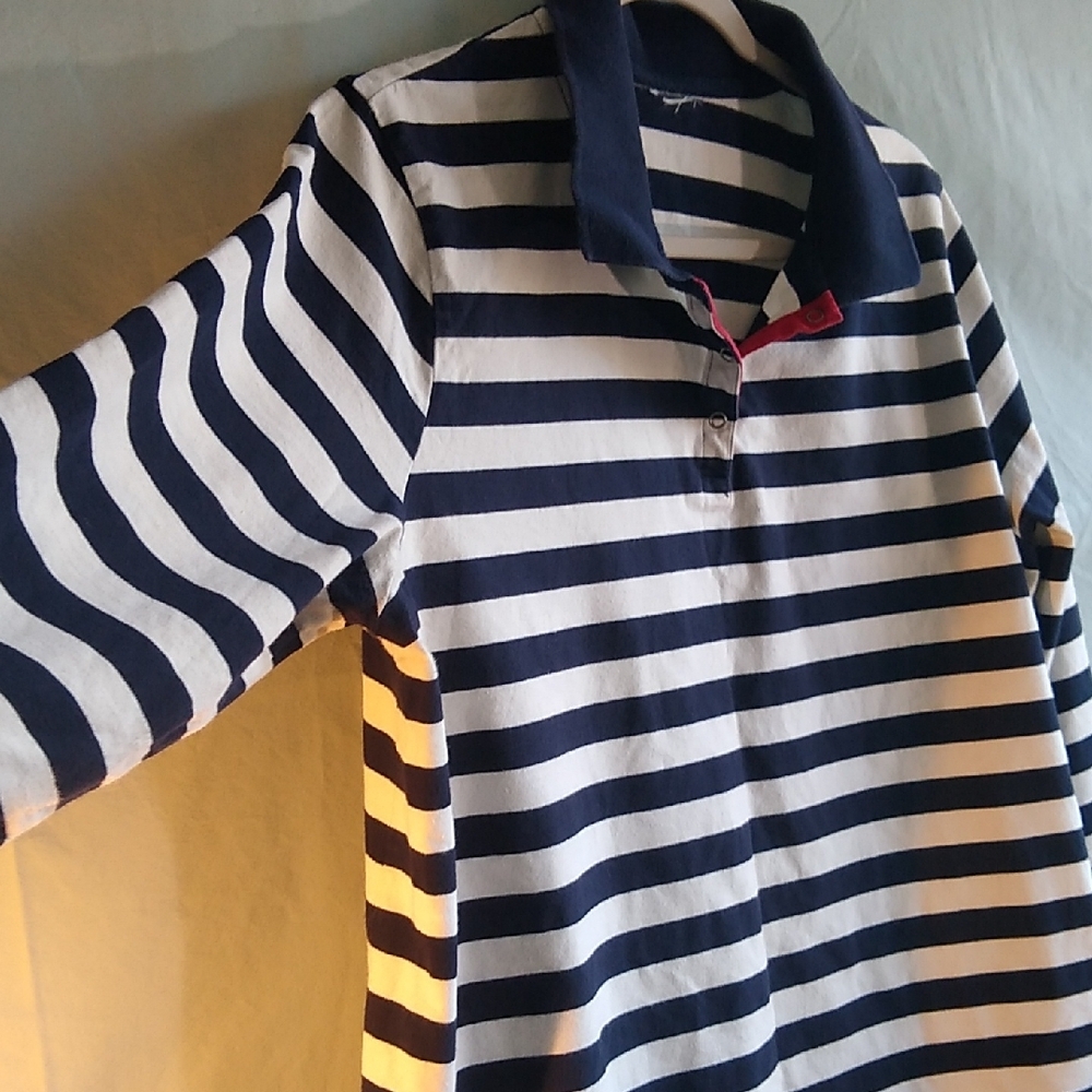 women's M-L-XL navy & white Polo stretchy stripes - Picture 7 of 14